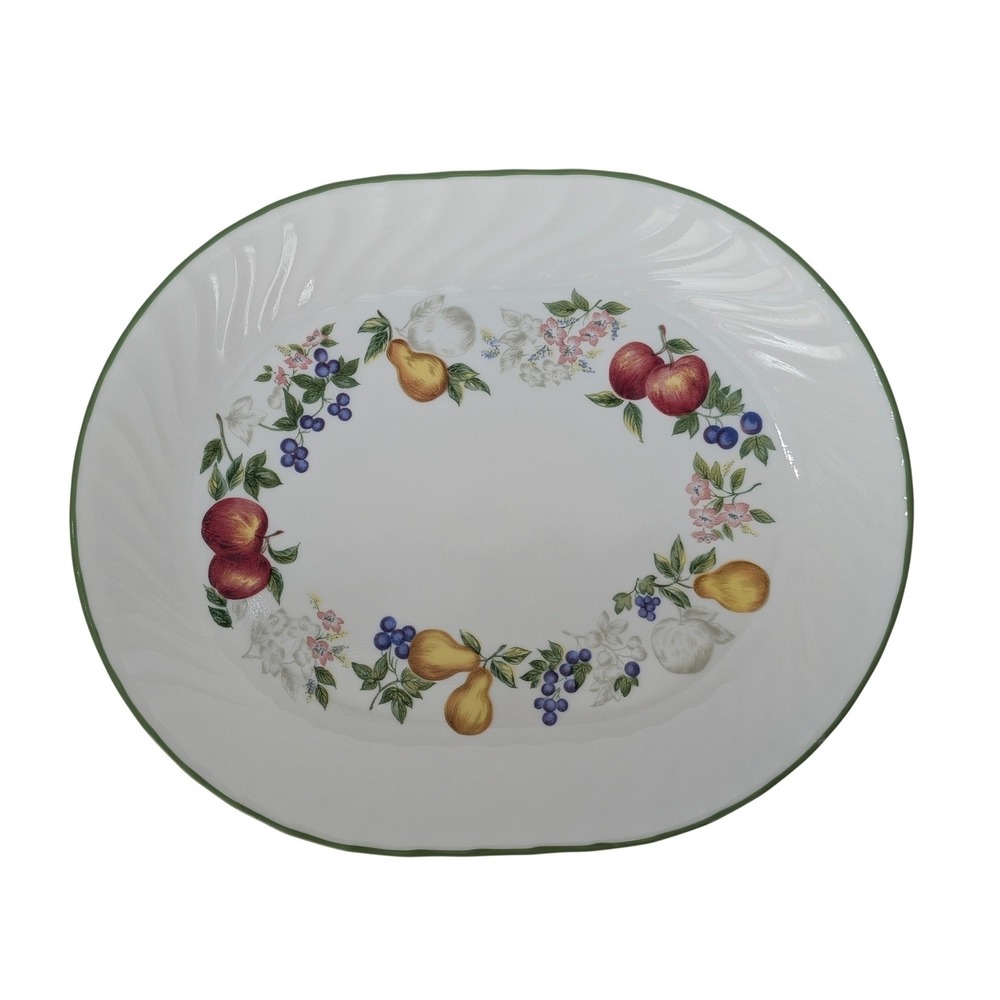 Corelle Chutney Oval Serving Platter 12 1/4" x 10" Fruit Green Trim